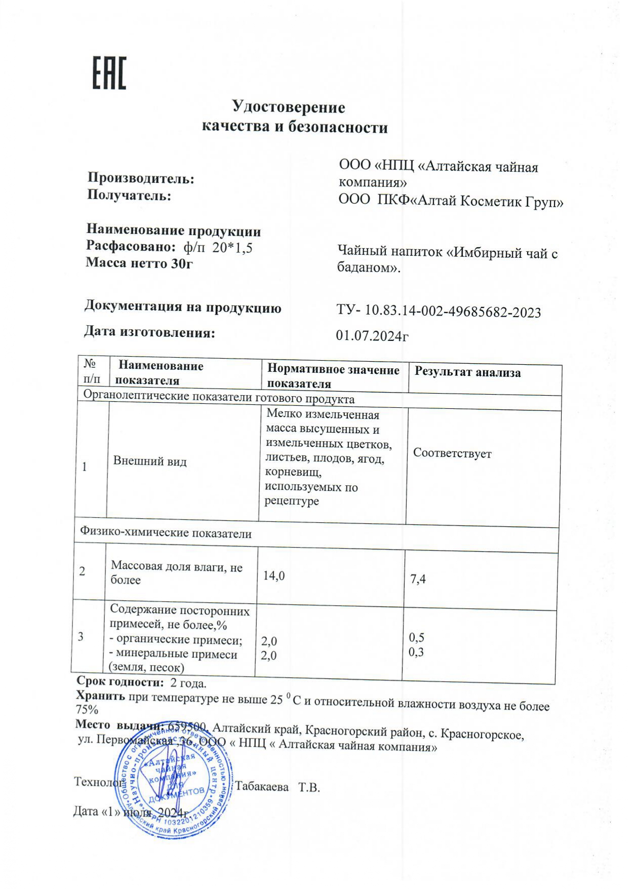 Паспорт №072024